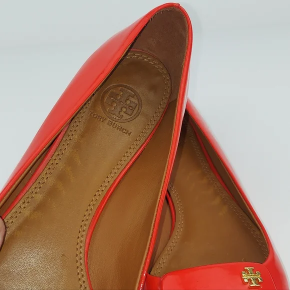 Tory Burch Yardley Poppy Red Orange Flats 8 - Picture 10 of 12